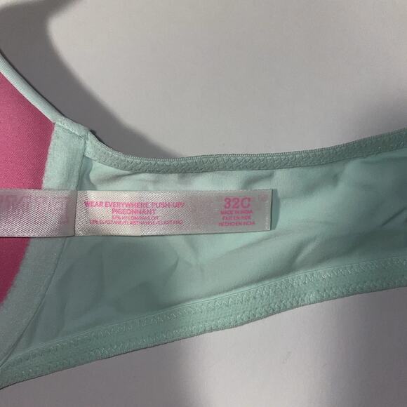 Victoria's Secret PINK Bra Womens 32C Green Mint Front Close Push Up Racerback - Picture 9 of 11